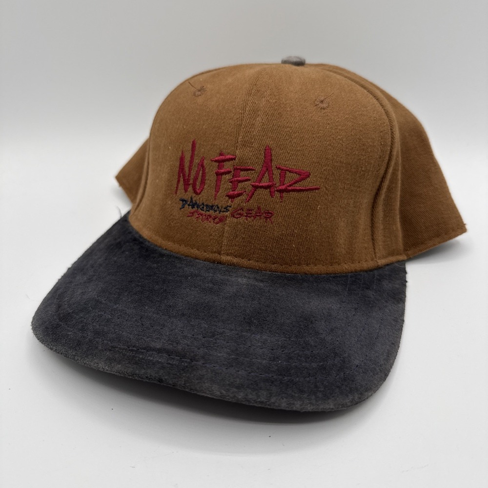 Vintage No Fear Dangerous Sports Gear Hat Cap Snapback Brown 90's
